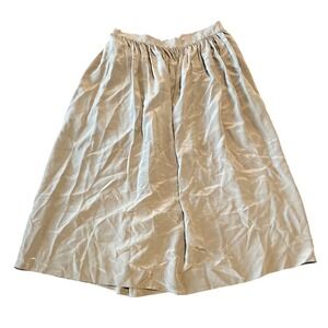 Silk Studio by Claude Bennett Kaki 100% Silk Gathered Midi Skirt Size 8 Vintage